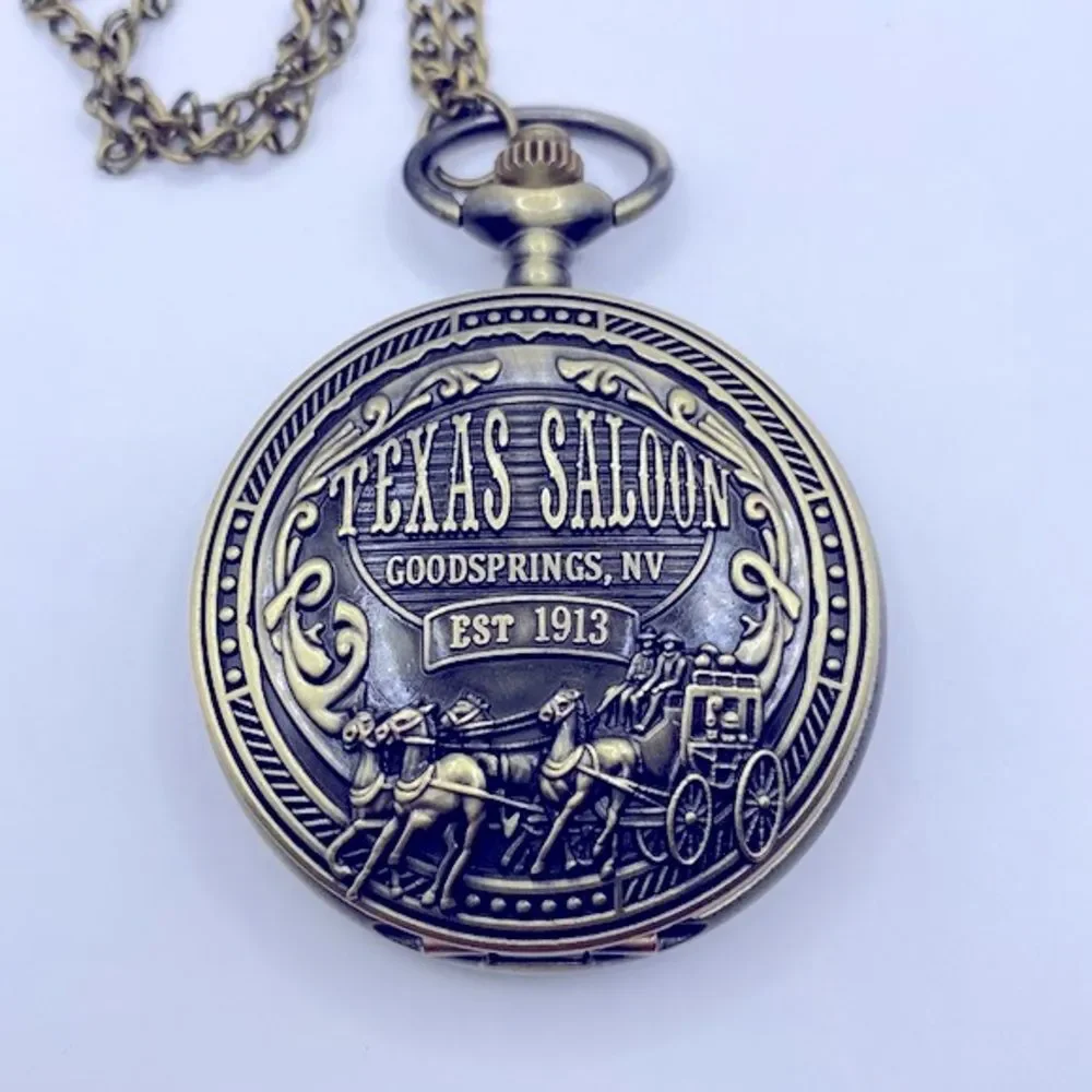 Working! Unisex Texas Saloon Pocket Watch